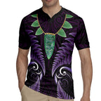 Aotearoa Pounamu Niho Rugby Jersey Silver Fern Mix Maori Pattern - Purple