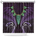 Aotearoa Pounamu Niho Shower Curtain Silver Fern Mix Maori Pattern - Purple