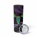 Aotearoa Pounamu Niho Skinny Tumbler Silver Fern Mix Maori Pattern - Purple