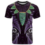 Aotearoa Pounamu Niho T Shirt Silver Fern Mix Maori Pattern - Purple