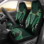 Aotearoa Pounamu Niho Car Seat Cover Silver Fern Mix Maori Pattern - Green