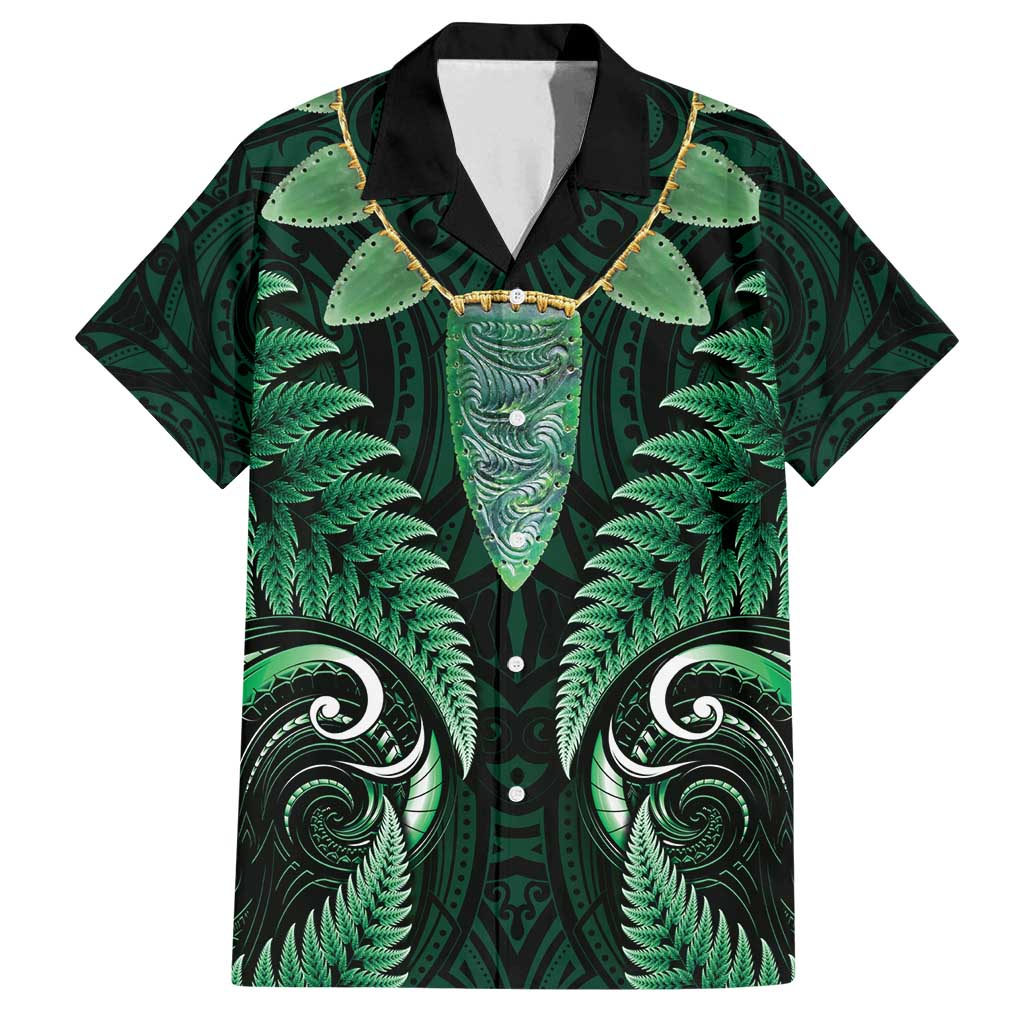 Aotearoa Pounamu Niho Family Matching Off Shoulder Maxi Dress and Hawaiian Shirt Silver Fern Mix Maori Pattern - Green