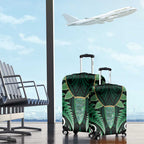 Aotearoa Pounamu Niho Luggage Cover Silver Fern Mix Maori Pattern - Green