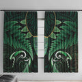 Aotearoa Pounamu Niho Window Curtain Silver Fern Mix Maori Pattern - Green