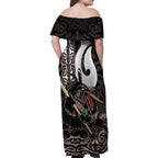 Aotearoa Hei Matau Family Matching Off Shoulder Maxi Dress and Hawaiian Shirt Haka Kiwi Mix Maori Mangopare