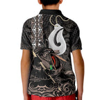 Aotearoa Hei Matau Kid Polo Shirt Haka Kiwi Mix Maori Mangopare