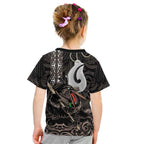 Aotearoa Hei Matau Kid T Shirt Haka Kiwi Mix Maori Mangopare