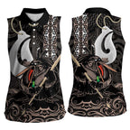 Aotearoa Hei Matau Women Sleeveless Polo Shirt Haka Kiwi Mix Maori Mangopare