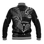 New Zealand Tiki Tennis Baseball Jacket 2024 Aotearoa Tenehi Maori Silver Fern - Black