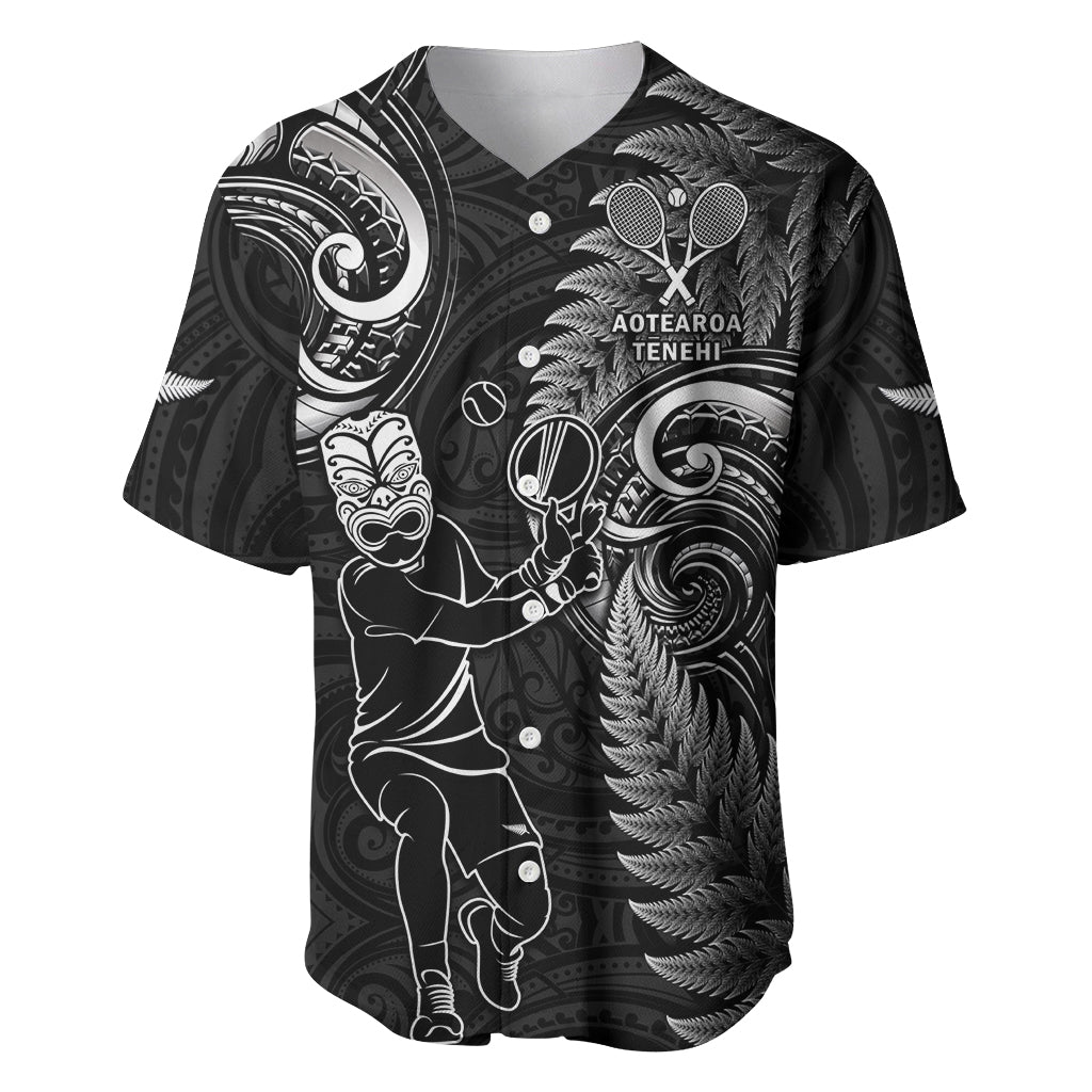 New Zealand Tiki Tennis Baseball Jersey 2024 Aotearoa Tenehi Maori Silver Fern - Black