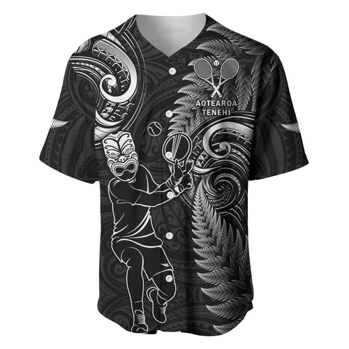 New Zealand Tiki Tennis Baseball Jersey 2024 Aotearoa Tenehi Maori Silver Fern - Black