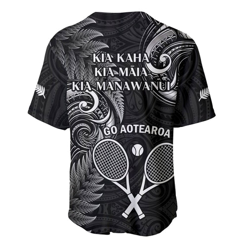 New Zealand Tiki Tennis Baseball Jersey 2024 Aotearoa Tenehi Maori Silver Fern - Black
