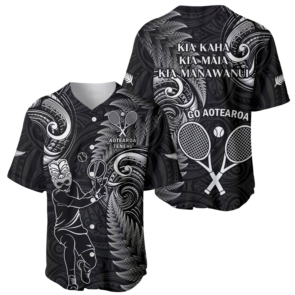 New Zealand Tiki Tennis Baseball Jersey 2024 Aotearoa Tenehi Maori Silver Fern - Black