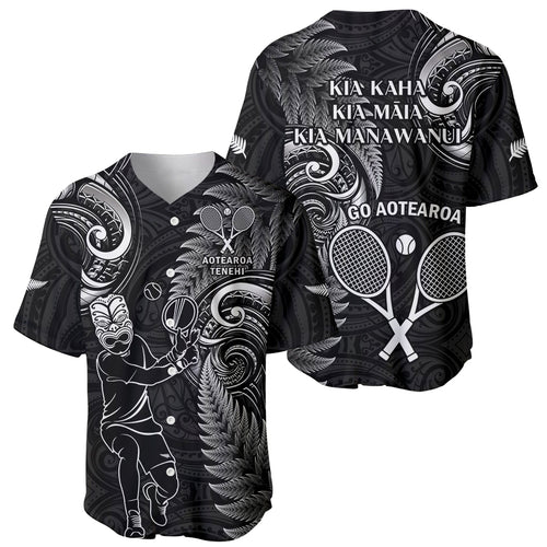 New Zealand Tiki Tennis Baseball Jersey 2024 Aotearoa Tenehi Maori Silver Fern - Black