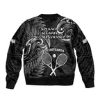 New Zealand Tiki Tennis Bomber Jacket 2024 Aotearoa Tenehi Maori Silver Fern - Black