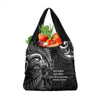 New Zealand Tiki Tennis Grocery Bag Aotearoa Tenehi Maori Silver Fern - Black