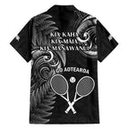 New Zealand Tiki Tennis Hawaiian Shirt 2024 Aotearoa Tenehi Maori Silver Fern - Black