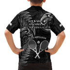 New Zealand Tiki Tennis Hawaiian Shirt 2024 Aotearoa Tenehi Maori Silver Fern - Black