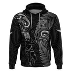 New Zealand Tiki Tennis Hoodie 2024 Aotearoa Tenehi Maori Silver Fern - Black