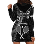 New Zealand Tiki Tennis Hoodie Dress 2024 Aotearoa Tenehi Maori Silver Fern - Black