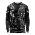 New Zealand Tiki Tennis Long Sleeve Shirt 2024 Aotearoa Tenehi Maori Silver Fern - Black
