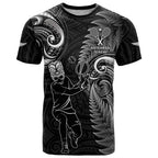 New Zealand Tiki Tennis T Shirt 2024 Aotearoa Tenehi Maori Silver Fern - Black