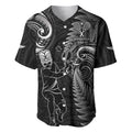 Custom New Zealand Tiki Tennis Baseball Jersey 2024 Aotearoa Tenehi Maori Silver Fern - Black