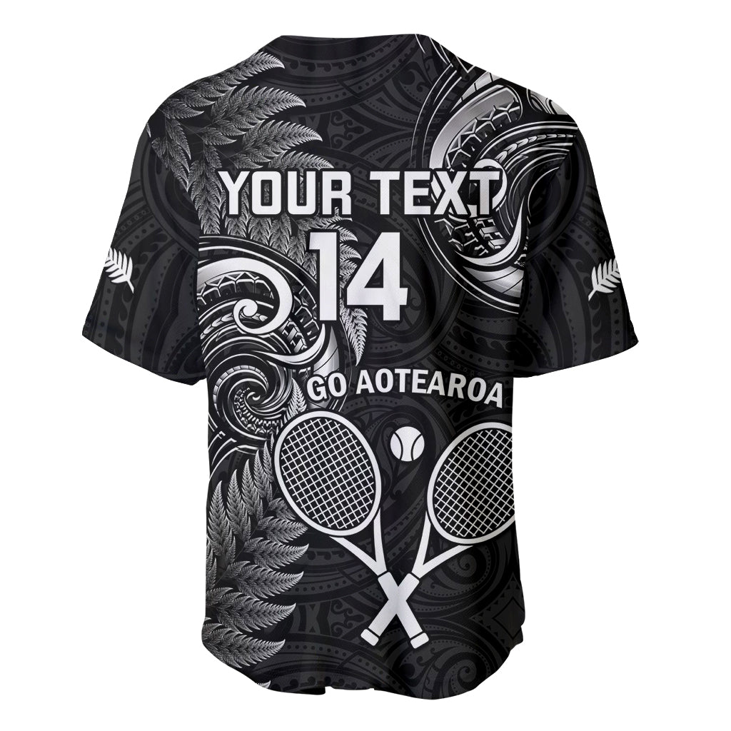 Custom New Zealand Tiki Tennis Baseball Jersey 2024 Aotearoa Tenehi Maori Silver Fern - Black
