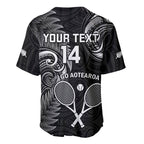 Custom New Zealand Tiki Tennis Baseball Jersey 2024 Aotearoa Tenehi Maori Silver Fern - Black
