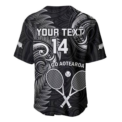 Custom New Zealand Tiki Tennis Baseball Jersey 2024 Aotearoa Tenehi Maori Silver Fern - Black