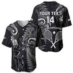Custom New Zealand Tiki Tennis Baseball Jersey 2024 Aotearoa Tenehi Maori Silver Fern - Black