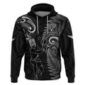 Custom New Zealand Tiki Tennis Hoodie 2024 Aotearoa Tenehi Maori Silver Fern - Black