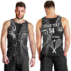 Custom New Zealand Tiki Tennis Men Tank Top 2024 Aotearoa Tenehi Maori Silver Fern - Black