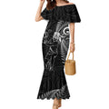 Custom New Zealand Tiki Tennis Mermaid Dress 2024 Aotearoa Tenehi Maori Silver Fern - Black