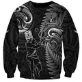 Custom New Zealand Tiki Tennis Sweatshirt 2024 Aotearoa Tenehi Maori Silver Fern - Black
