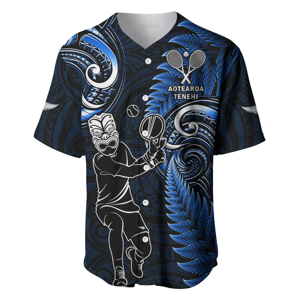 New Zealand Tiki Tennis Baseball Jersey 2024 Aotearoa Tenehi Maori Silver Fern - Blue