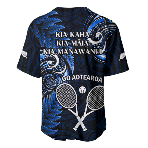 New Zealand Tiki Tennis Baseball Jersey 2024 Aotearoa Tenehi Maori Silver Fern - Blue