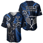 New Zealand Tiki Tennis Baseball Jersey 2024 Aotearoa Tenehi Maori Silver Fern - Blue