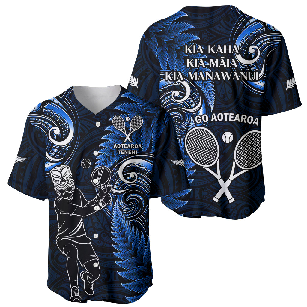 New Zealand Tiki Tennis Baseball Jersey 2024 Aotearoa Tenehi Maori Silver Fern - Blue
