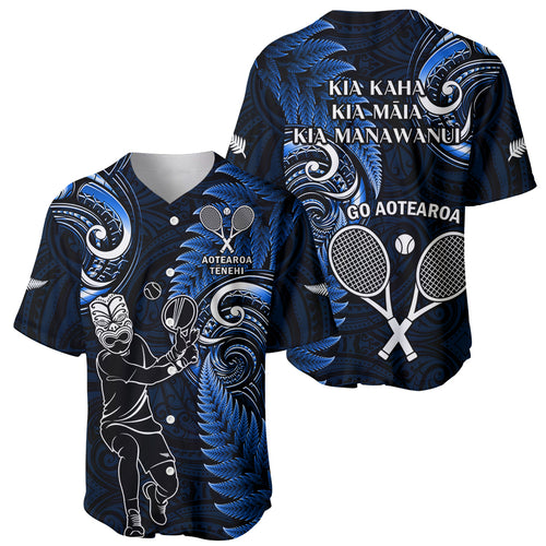 New Zealand Tiki Tennis Baseball Jersey 2024 Aotearoa Tenehi Maori Silver Fern - Blue