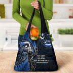 New Zealand Tiki Tennis Grocery Bag Aotearoa Tenehi Maori Silver Fern - Blue