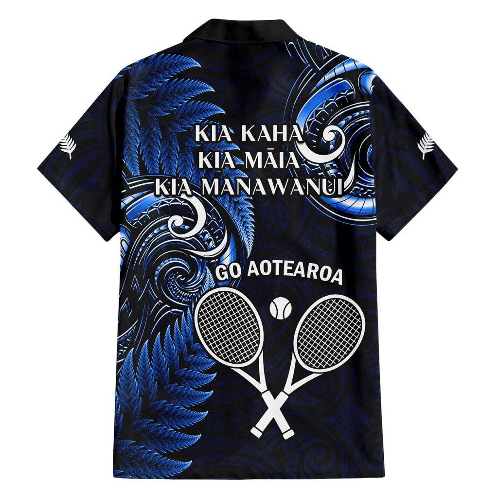 New Zealand Tiki Tennis Hawaiian Shirt 2024 Aotearoa Tenehi Maori Silver Fern - Blue