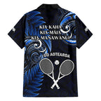 New Zealand Tiki Tennis Hawaiian Shirt 2024 Aotearoa Tenehi Maori Silver Fern - Blue