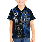 New Zealand Tiki Tennis Hawaiian Shirt 2024 Aotearoa Tenehi Maori Silver Fern - Blue