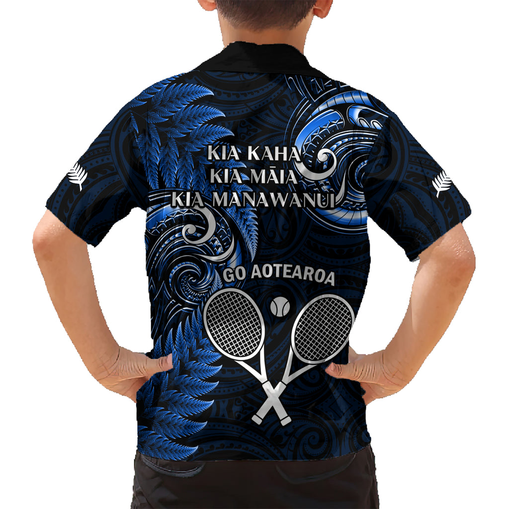 New Zealand Tiki Tennis Hawaiian Shirt 2024 Aotearoa Tenehi Maori Silver Fern - Blue