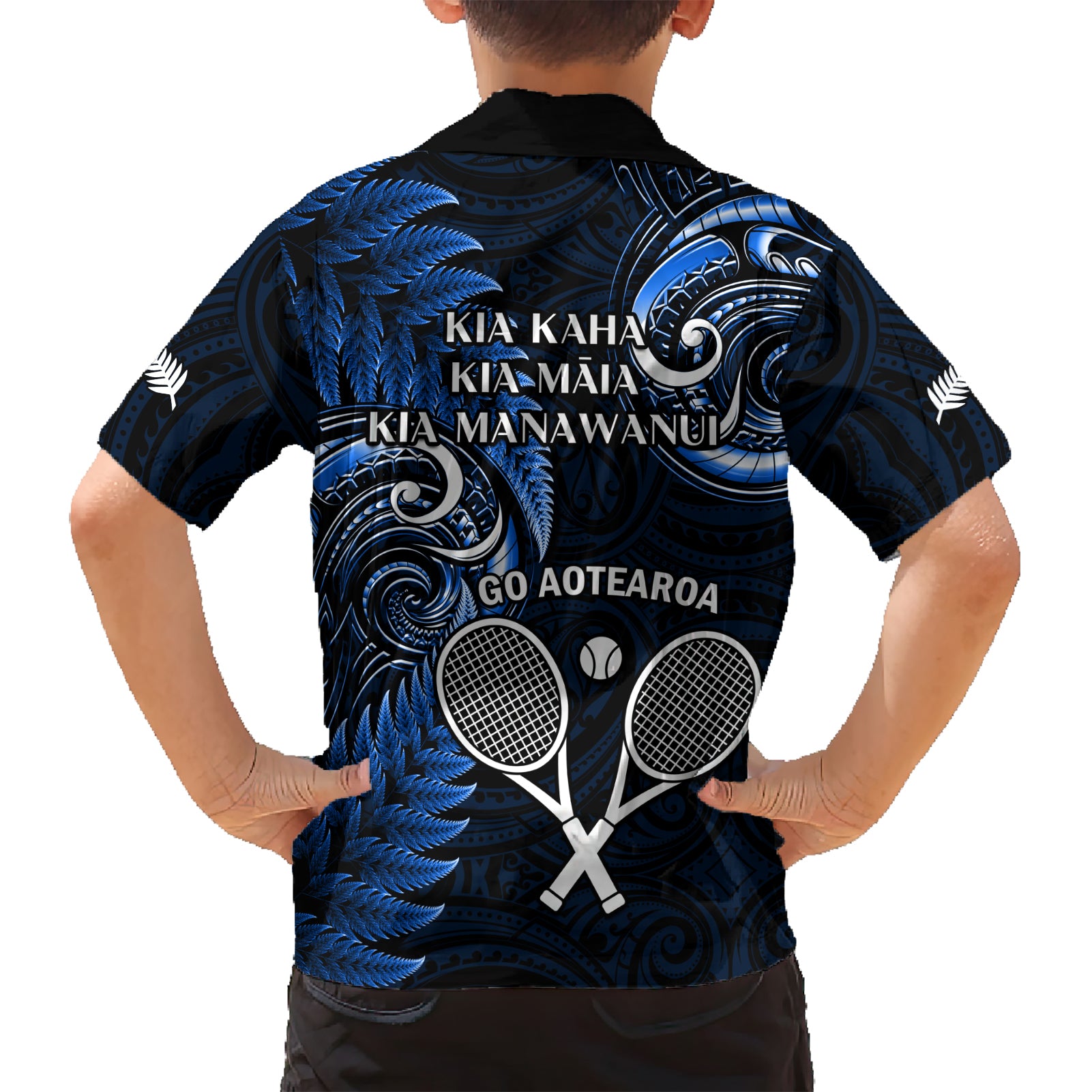 New Zealand Tiki Tennis Hawaiian Shirt 2024 Aotearoa Tenehi Maori Silver Fern - Blue
