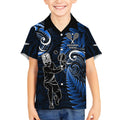 New Zealand Tiki Tennis Kid Hawaiian Shirt 2024 Aotearoa Tenehi Maori Silver Fern - Blue