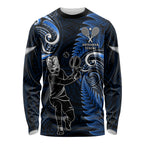 New Zealand Tiki Tennis Long Sleeve Shirt 2024 Aotearoa Tenehi Maori Silver Fern - Blue