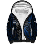New Zealand Tiki Tennis Sherpa Hoodie 2024 Aotearoa Tenehi Maori Silver Fern - Blue