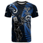 New Zealand Tiki Tennis T Shirt 2024 Aotearoa Tenehi Maori Silver Fern - Blue